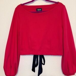 Anthropologie Maeve Bright pink Blouse with Tie Detail